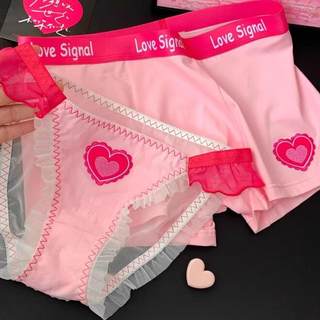 Sweet heartbeat couple underwear one man and one woman date sexy pure pink boxer pants