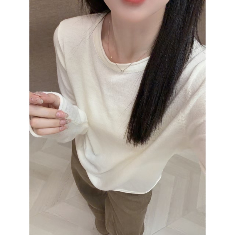 Lan Shuhua "Sheep Wool" Korean-Style Lazy and Relaxed Feel, Gentle and Soft Versatile Rolled-Edge Knit Sweater 015 Lan Shuhua "Sheep Wool" Korean-Style Lazy and Relaxed Feel, Gentle and Soft Versatile Rolled-Edge Knit Sweater 015