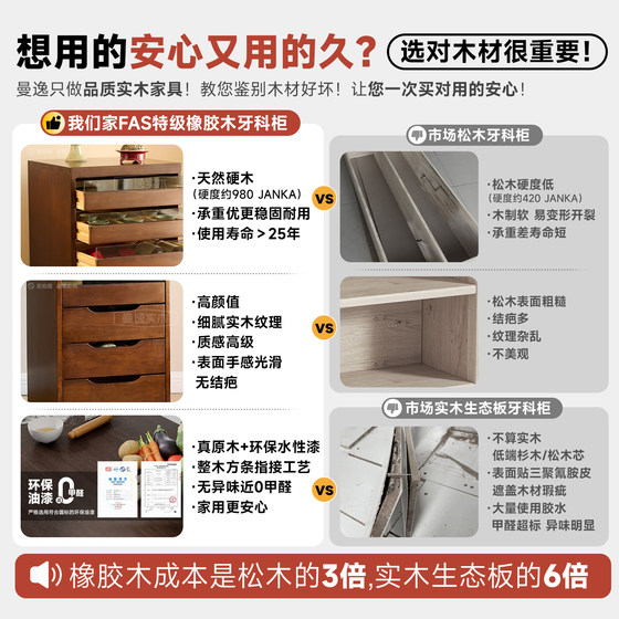 Manyi Dental Cabinet, Jewelry Cabinet, Household Floor-Standing Tea Set Storage Cabinet, Living Room Wall-Mounted Storage Cabinet, All Solid Wood Chest of Drawers