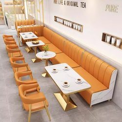 Popular Milk Tea Shop Table and Chair Combination Western Food Cafe Dessert Snack Fast Food Modern Commercial Furniture Card Seat Sofa