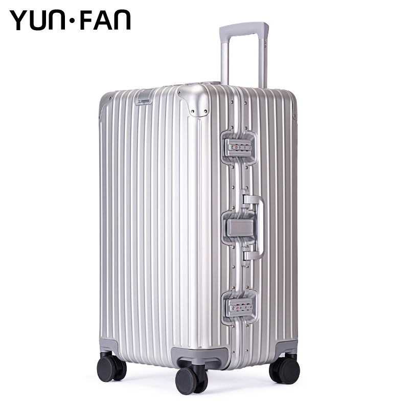 YUNFAN Aluminum-Magnesium Alloy Suitcase Men's Thickened Large-Capacity Suitcase Metal Trolley Case Boarding Case
