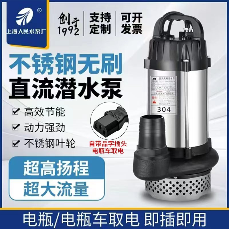 Shanghai People's Water Pump Factory Srsc Brushless Electric Vehicle Agricultural Water Pump 48V60V72V Irrigation Small Water Pump