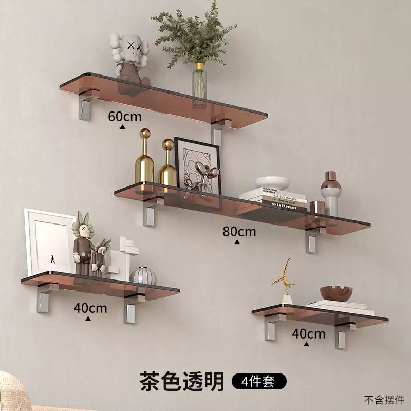 Acrylic Floating Bookshelf Wall-Mounted Shelf Storage Rack No-Drill Wall Transparent Display Rack