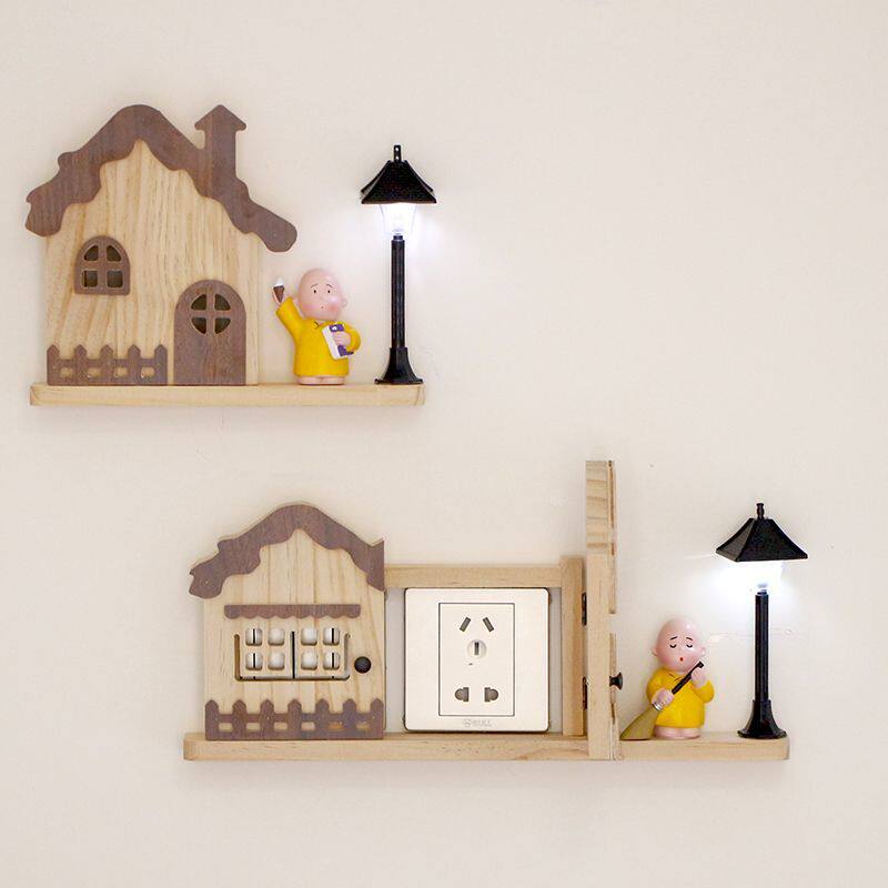 双排开关墙贴家用实木带灯插座面板遮挡盖，遮丑又高级？实测真香！