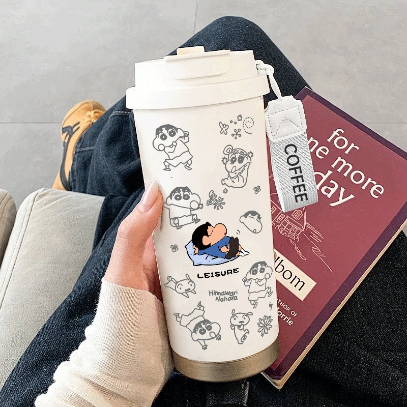 Новая женская вакуумная колба crayon Shin-chan с керамической чашкой из нержавеющей стали 316 большой емкости отличается компактностью и портативностью