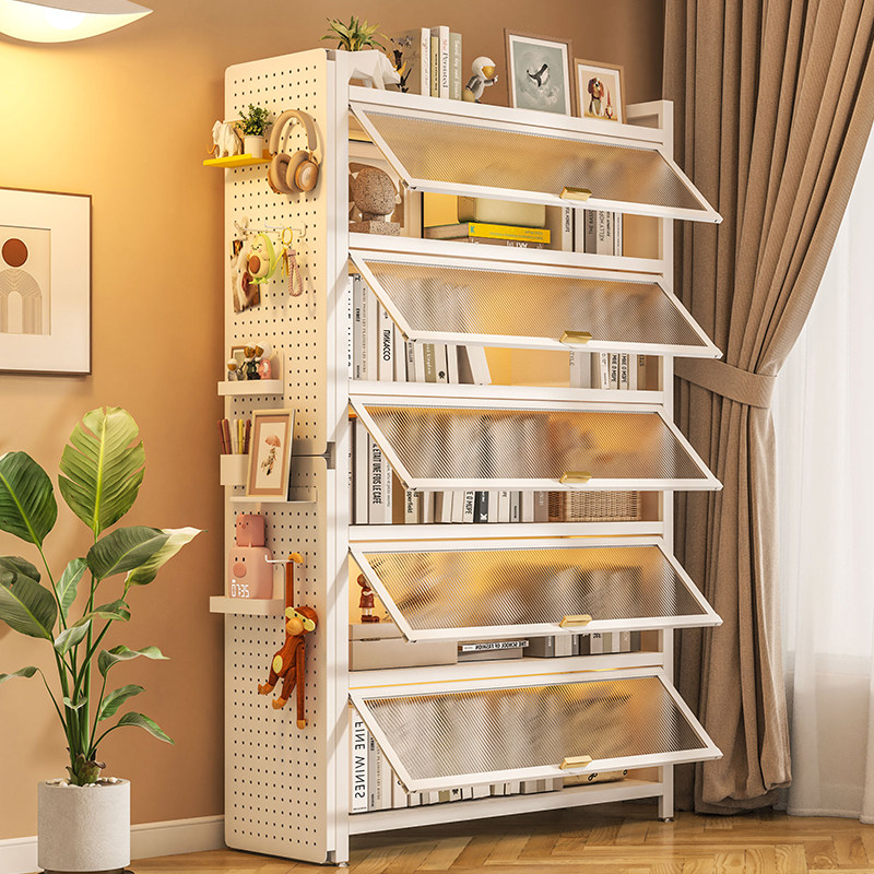 Стальной книжный шкаф Wutongxiong с дверцей, детская книжная полка, встроенная в стену, пылезащитный шкаф для хранения, напольная полка, шкаф для хранения