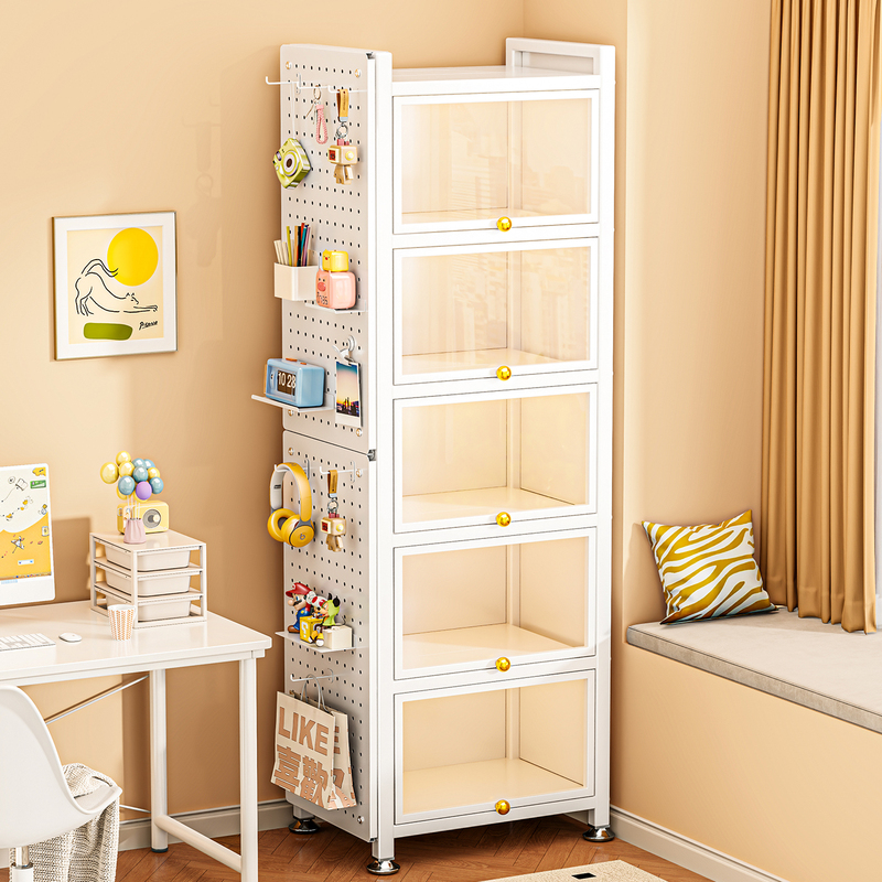 Steel Glass Door Bookcase for Home Use, Dustproof Children's Bookshelf, Narrow Space Display Cabinet with Lights, Iron Cabinet Steel Glass Door Bookcase for Home Use, Dustproof Children's Bookshelf, Narrow Space Display Cabinet with Lights, Iron Cabinet