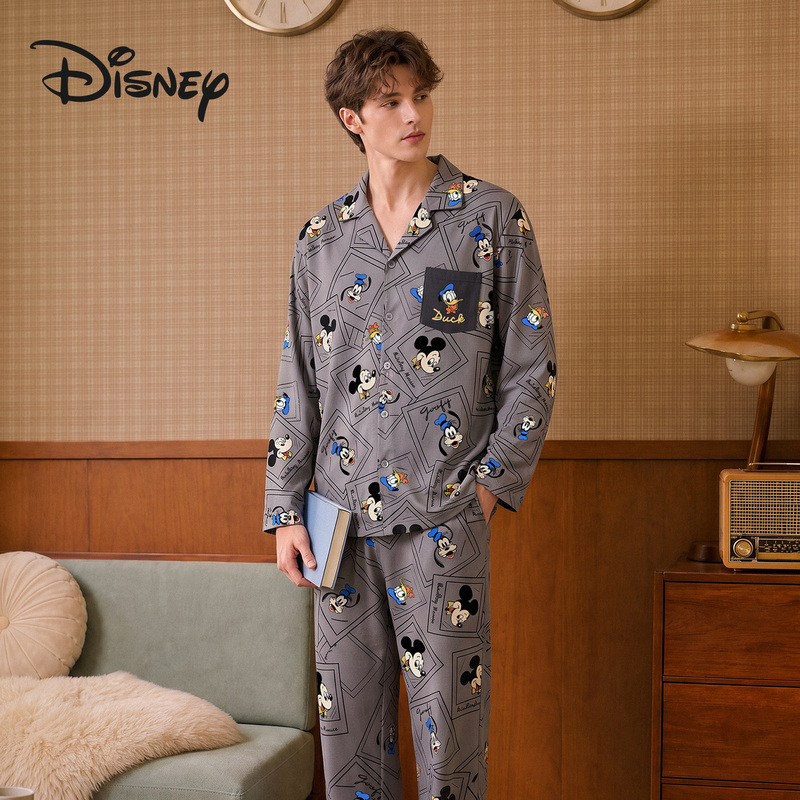 Disney/Disney Mickey Print Men's Long-Sleeved Pants That Can Be Worn Outside the Home, Pajama Set, New Autumn Style Disney/Disney Mickey Print Men's Long-Sleeved Pants That Can Be Worn Outside the Home, Pajama Set, New Autumn Style