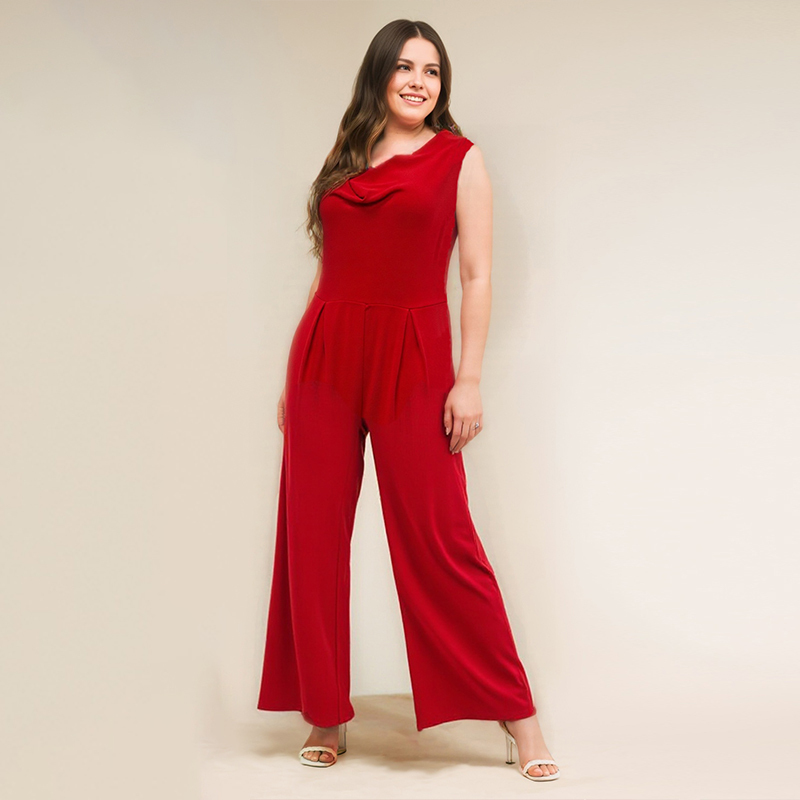 Foreign Trade Export to German Order Women's Summer Sleeveless Jumpsuit Red High Waist Dress Large Size Slim Jumpsuit Foreign Trade Export to German Order Women's Summer Sleeveless Jumpsuit Red High Waist Dress Large Size Slim Jumpsuit