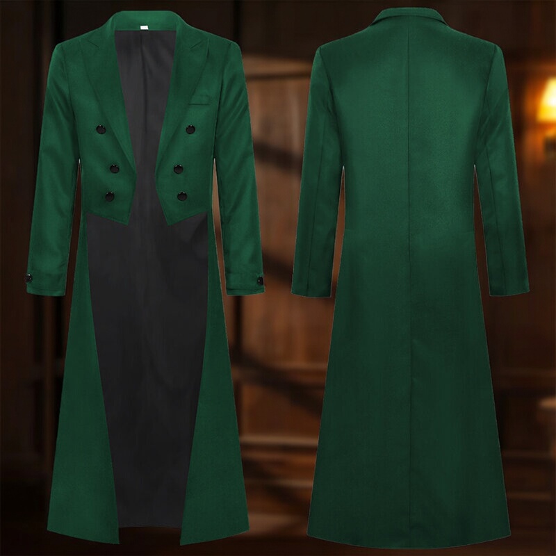 Men's Steampunk Retro Jacket Gothic Victorian Tailcoat Halloween Costume Long Tailcoat