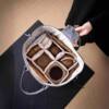 A complete set of travel tea set storage bag, extra large home outdoor portable tea set large capacity hemp fiber fabric bag