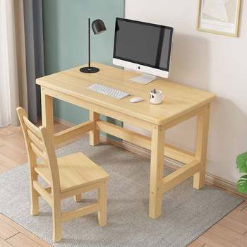 Solid wood desk computer table children's study table writing table and chair simple small office wooden table student desk and chair