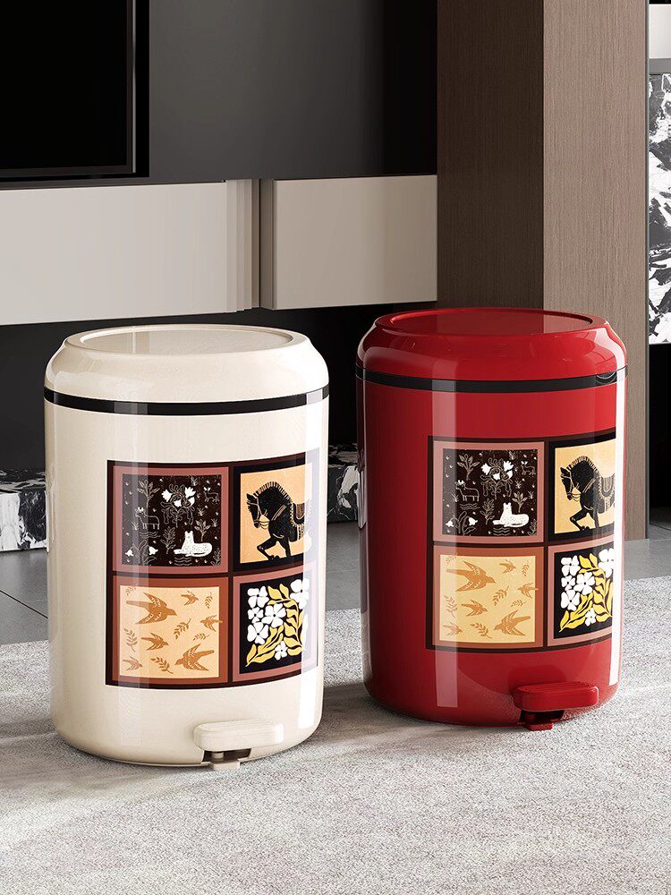 Household Trash Can, Large Capacity, 2025 New Model, High Aesthetic Value, with Lid, Pedal-Operated Trash Bin, Bathroom-Specific Wastebasket