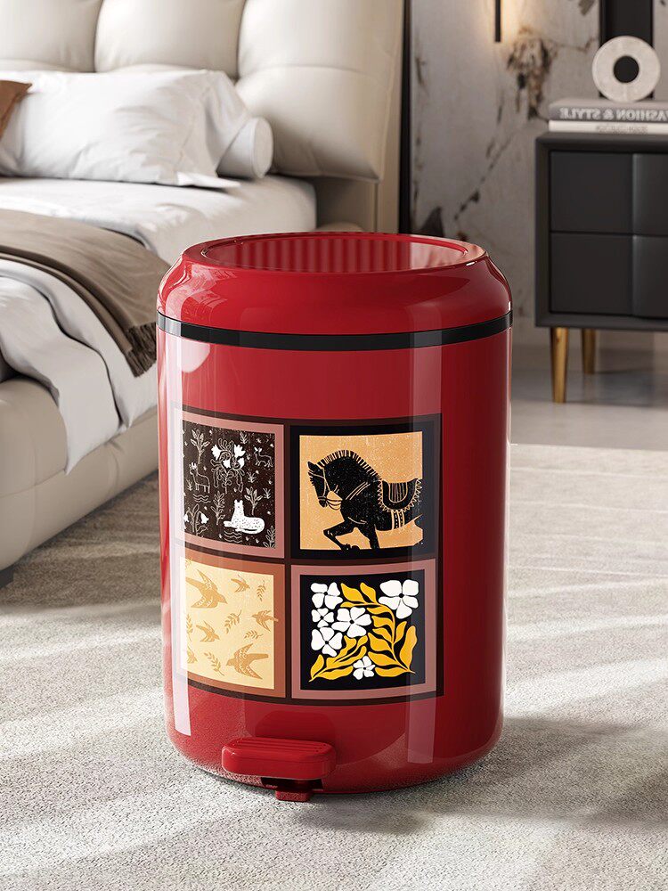 Household Trash Can, Large Capacity, 2025 New Model, High Aesthetic Value, with Lid, Pedal-Operated Trash Bin, Bathroom-Specific Wastebasket