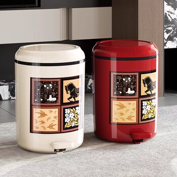 Household Trash Can, Large Capacity, 2025 New Model, High Aesthetic Value, with Lid, Pedal-Operated Trash Bin, Bathroom-Specific Wastebasket
