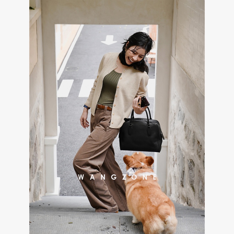 Wangzone |   "Glowing Pants" Italian Pima Cotton Tailored Versatile Double-Sided Corduroy Straight-Leg Pants for Women Autumn