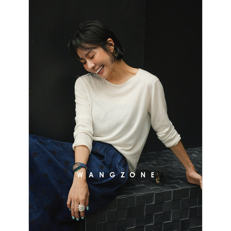 Wang Zone丨 Luxurious Soft Fine-Spun Acetate Cashmere Round-Neck Casual Rolled-Edge Soft Knit Long-Sleeve/Hooded Jacket