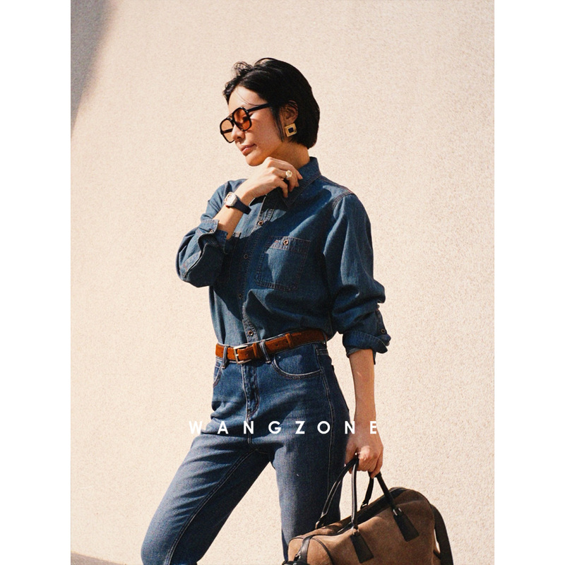 Wang Zone|Classic Retro Washed Layered Casual and Stylish Denim Shirt Wang Zone|Classic Retro Washed Layered Casual and Stylish Denim Shirt