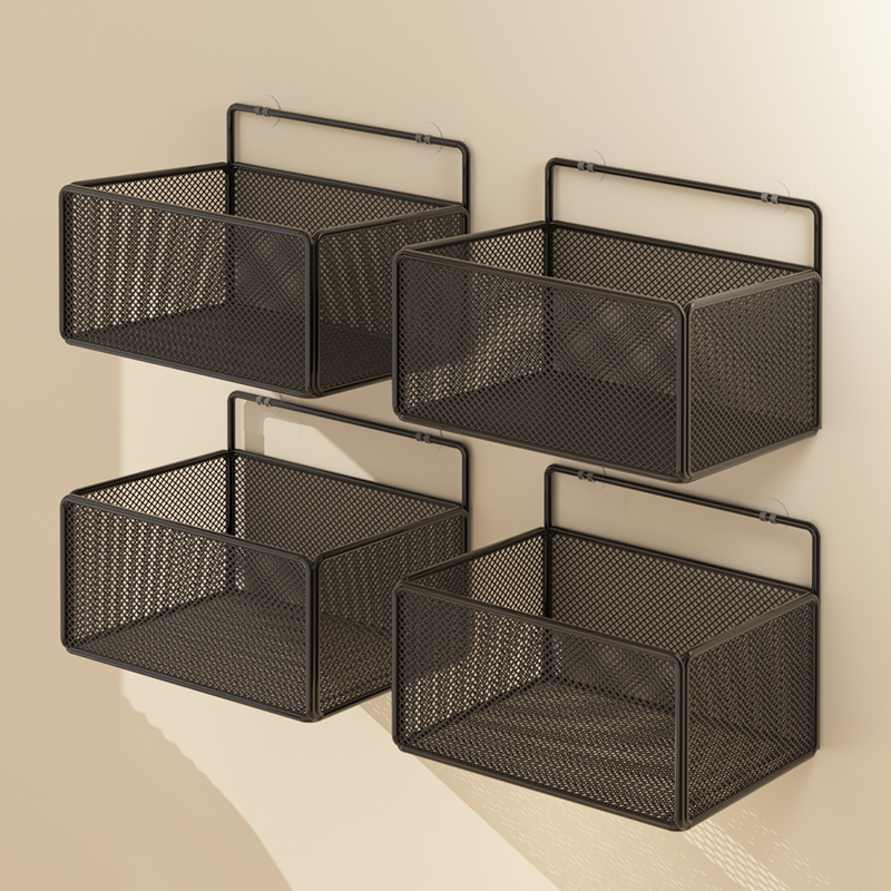 Wall-Mounted Storage Rack for Dormitory Bedside, No-Drill Wall Hanging Storage Shelf for Upper Bunk, Dormitory Wall Hanging Basket