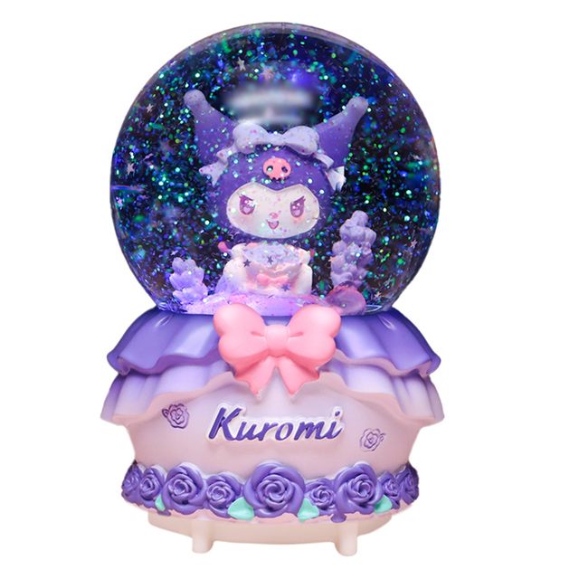 Kuromi Luminous Crystal Ball Rotating Music Box Ornament Music Box Children's Day Gift for Ten-Year-Old Girls