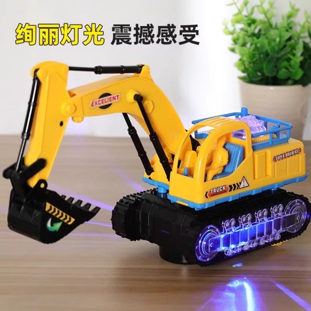 Children's Electric Excavator Toy Boy's Sound and Light Toy Car Electric Rotating Universal Engineering Vehicle Excavator Model