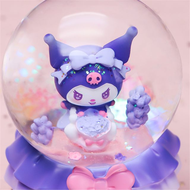Kuromi Luminous Crystal Ball Rotating Music Box Ornament Music Box Children's Day Gift for Ten-Year-Old Girls