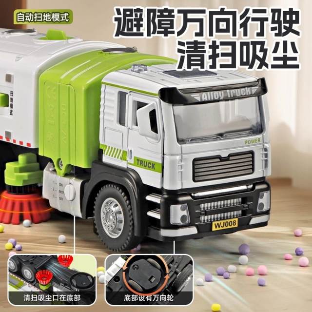 Children's Toy Sanitation Truck, Sweeper Truck, Alloy Sweeper Truck, Toy Truck, Sprinkler Truck, Electric Garbage Truck, Boy's Gift