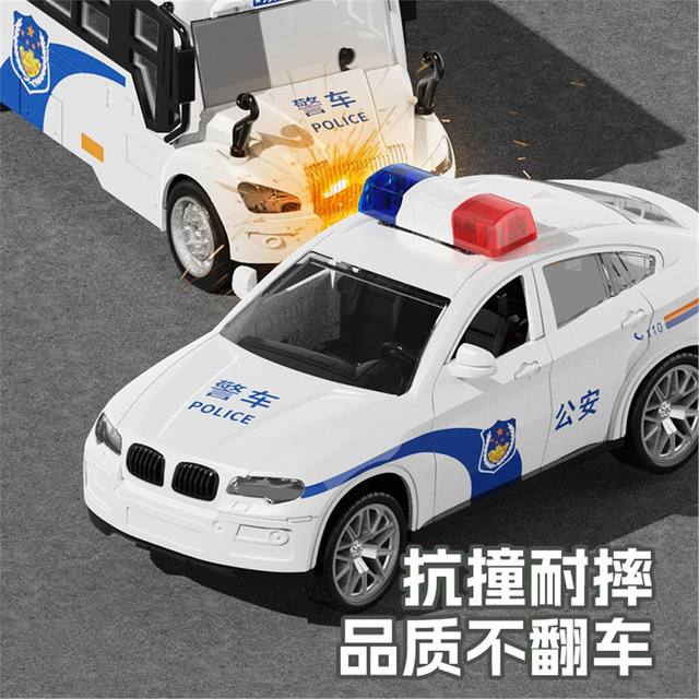 Large Police Car Set, Motorcycle, Bus, Construction Vehicle Toys, Children's Toy Cars, Gift for Boys Aged 3 to 6