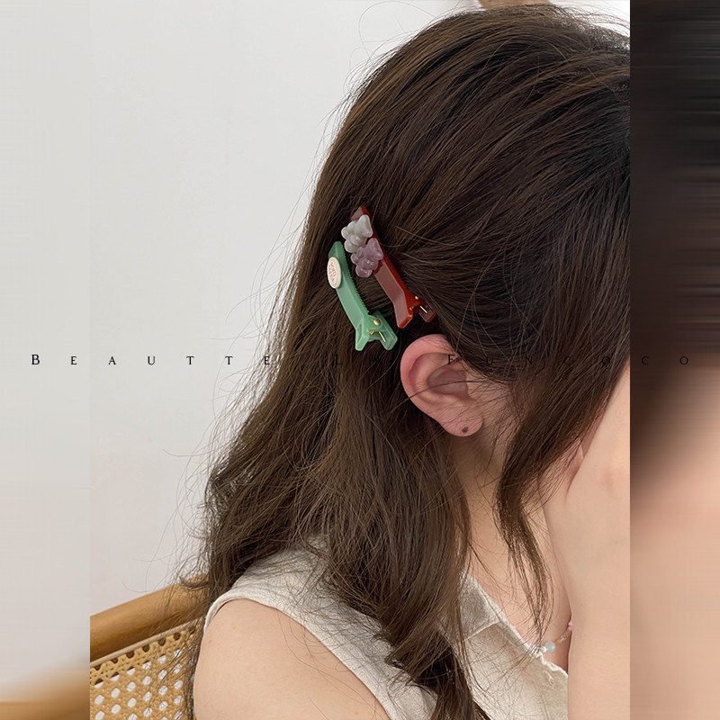 Tagi.可爱撞色果冻小熊夏季侧边刘海发夹对夹甜美前额碎发掐子