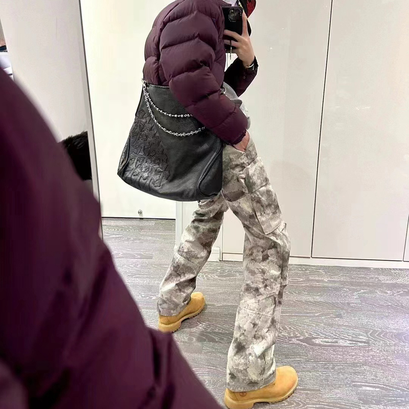 Hide in Hills Vibe Style Bootcut Pants Double Pocket Snow Camouflage Cleanfit Casual Cargo Pants Pants