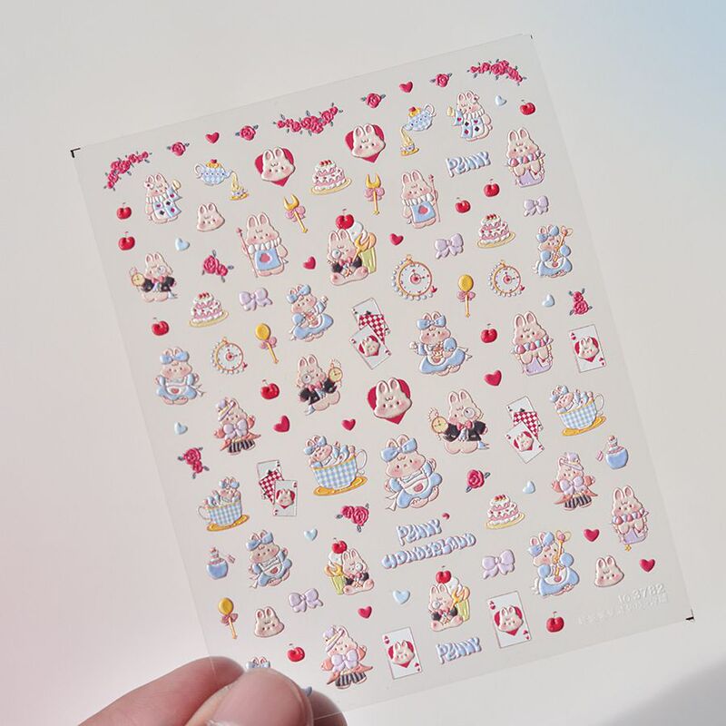 Light Luxury Nail Stickers Alice in Wonderland Bunny Noble Kitten Retro Locke Rabbit Cartoon Nail Stickers