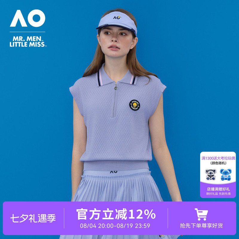 Ao Australian Open Mmlm Collaboration 2026 New Crochet Texture Knit Sleeveless Top Sports Polo Shirt Tennis Wear for Women Ao Australian Open Mmlm Collaboration 2026 New Crochet Texture Knit Sleeveless Top Sports Polo Shirt Tennis Wear for Women