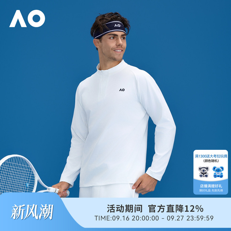 Ao Australian Open Sports Sweatshirt Quick-Drying Hidden Zipper Stand-Up Collar Long-Sleeve Half-Zip Autumn Casual Long-Sleeve Sweatshirt Men's Tennis Wear Ao Australian Open Sports Sweatshirt Quick-Drying Hidden Zipper Stand-Up Collar Long-Sleeve Half-Zip Autumn Casual Long-Sleeve Sweatshirt Men's Tennis Wear