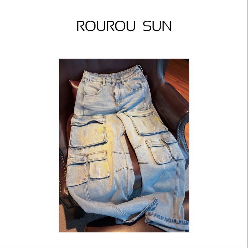 3261 American Workwear Style Retro Multi-Pocket Design Loose and Versatile Jeans 3261 American Workwear Style Retro Multi-Pocket Design Loose and Versatile Jeans