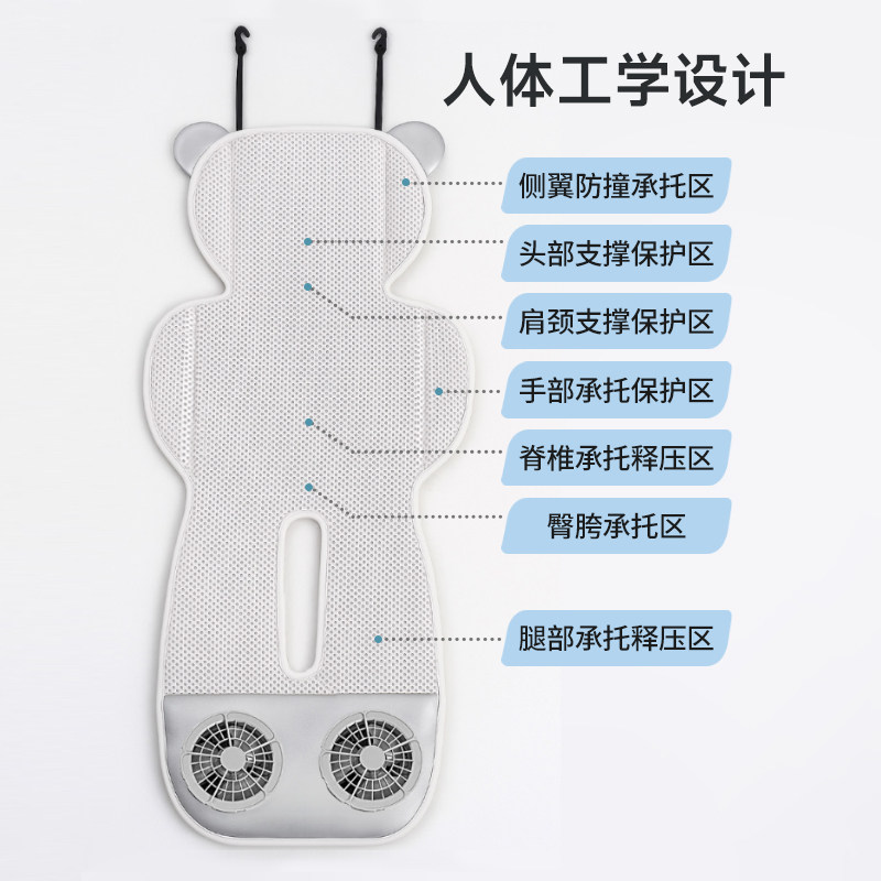 Zhitin Cat Stroller Ventilated Cooling Mat Safety Seat Cooling Pad Universal Electric Fan for Strollers Summer Cooling