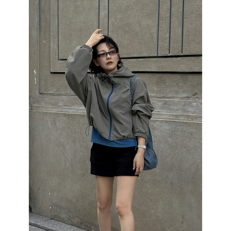Yololite/'Orange Box/Blue Box' 26 Autumn New Casual Simple Zipper Jacket Short Jacket for Women