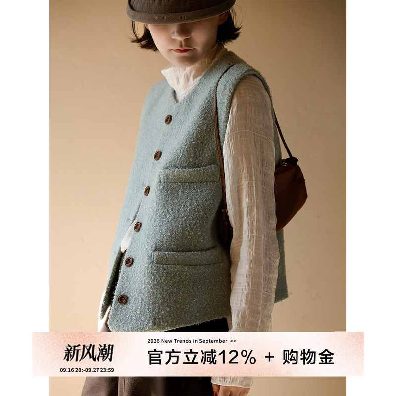 Yololite/'Daniel' 26 New Autumn Style Retro Woven Sleeveless Vest Buttoned Round Neck Top Vest Yololite/'Daniel' 26 New Autumn Style Retro Woven Sleeveless Vest Buttoned Round Neck Top Vest