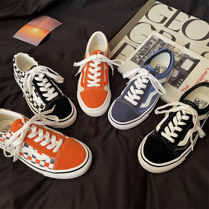 Xia Wan's 2026 New Summer Canvas Shoes for Men and Women, Black Plaid Korean Style Couple Casual Trendy Sneakers