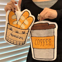 French Bread Cute Baguette Hand Towel Hanging Coral Fleece Absorbent Lint-Free Household Handkerchief Towel Cleaning Cloth Tj