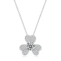 Yuntong Jewelry New Product New Clover Petal Pendant 6 5mm Round Moissanite S925 Silver Gold Plated Necklace