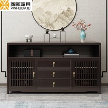 New Chinese style two-door sideboard solid wood entrance living room villa light luxury solid wood tea cabinet wall storage tea side cabinet