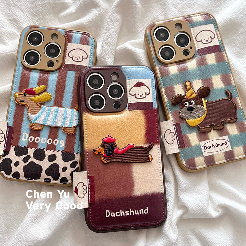 Chenyu 楽しい立体的なかわいい漫画の子犬 Apple 16promax 携帯電話ケース カップル iPhone13 新しい 14 落下防止 15ProMax 女性用 12 シリコンオールインクルーシブ 11 保護カバー