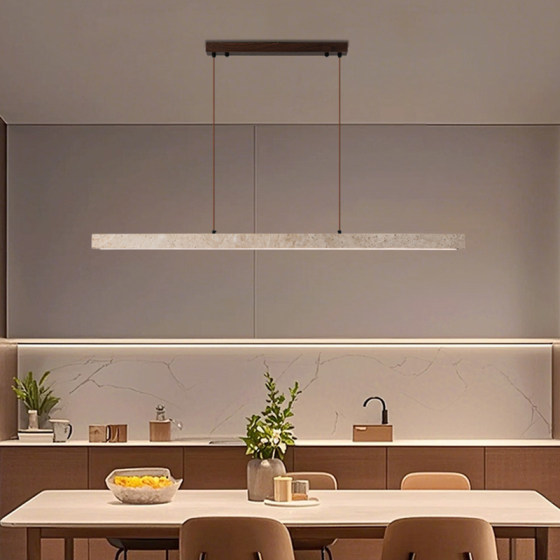 Yellow Travertine Linear Pendant Light Minimalist Mid-Century Wabi-Sabi Style Study Dining Table Bar Island Tea Room Restaurant Pendant Light