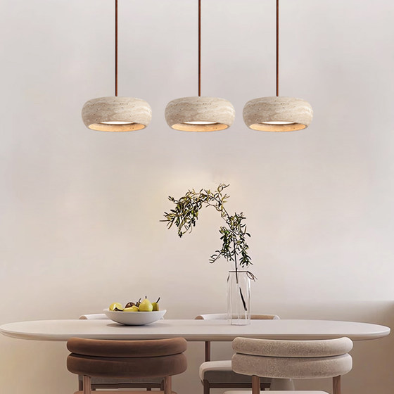 Yellow Cave Stone Creative Japanese-Style Three-Head Designer Pendant Light for Home Use, Luxury and High-End Feel, Tea Room Wabi-Sabi Style