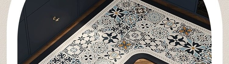 Кухонные напольные коврики 美式复古厨房地垫硅藻泥l形整块吸水垫防滑可擦免洗专用地毯耐脏 No brand