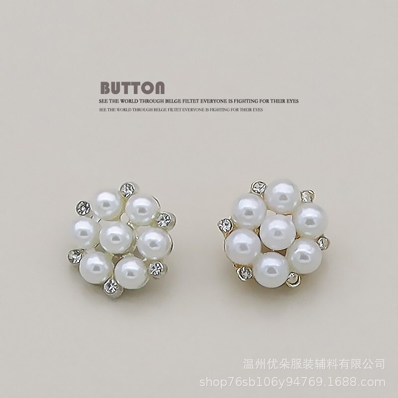 Metal Pearl Rhinestone Buttons, Fashionable and Versatile, Gold-Colored, for Women's Suits, Pants, Jackets, Trench Coats, and Cuffs Metal Pearl Rhinestone Buttons, Fashionable and Versatile, Gold-Colored, for Women's Suits, Pants, Jackets, Trench Coats, and Cuffs