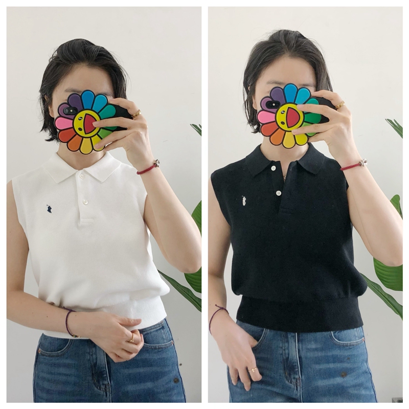 Small Quantity in Stock, Buyer's Store, Cotton Sleeveless Knit Polo Shirt Vest, Lapel T-Shirt, Short Style
