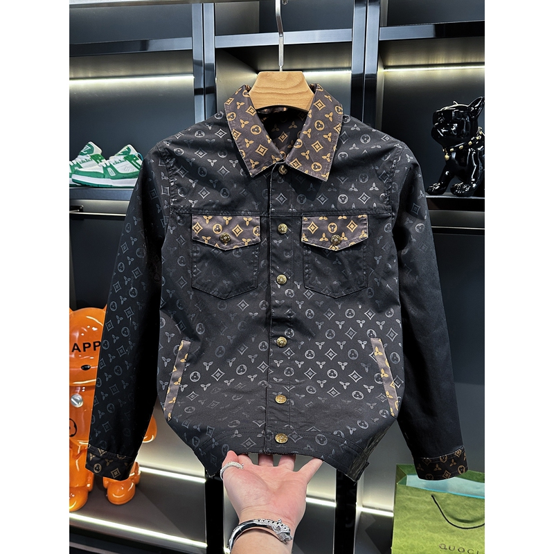 Lvаfgn Official Website 2025 New Luxury Trendy Brand Embossed Shirt Collar Jacket Men's Casual Outerwear Stylish