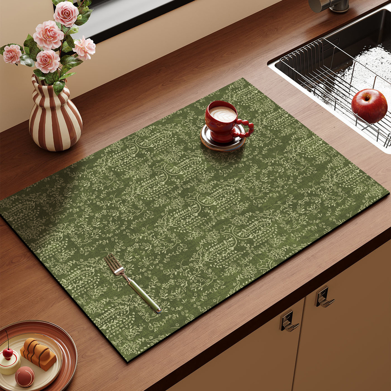 Medieval-Style Kitchen Draining Mat, Countertop Protection Mat, Green Coffee Machine Quick-Drying Absorbent Mat, Bar Table Mat, Table Mat Medieval-Style Kitchen Draining Mat, Countertop Protection Mat, Green Coffee Machine Quick-Drying Absorbent Mat, Bar Table Mat, Table Mat