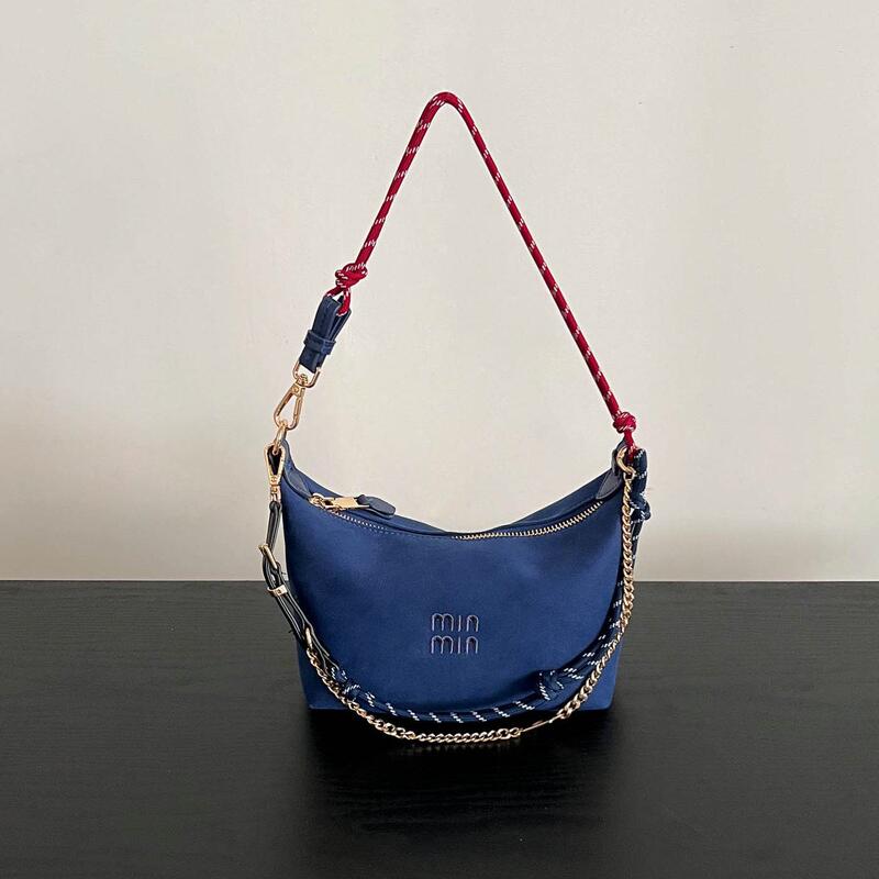 Lunchbox Bag for Women 2026 New Style High-End Color-Blocking Woven Rope Canvas Dumpling Bag Handbag Shoulder Crossbody Bag Lunchbox Bag for Women 2026 New Style High-End Color-Blocking Woven Rope Canvas Dumpling Bag Handbag Shoulder Crossbody Bag